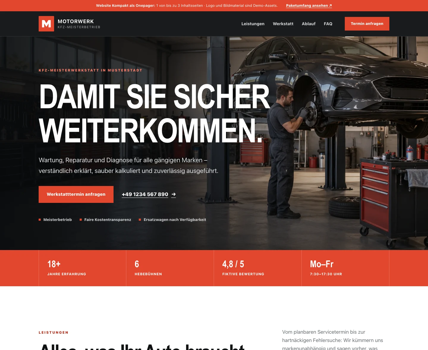 Vorschau der Demo-Website MOTORWERK Musterstadt