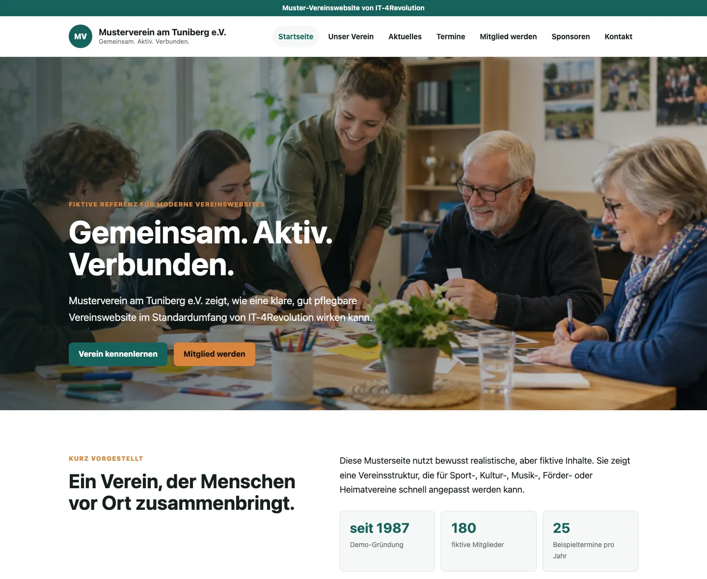 Vorschau der Demo-Vereinswebsite Musterverein am Tuniberg